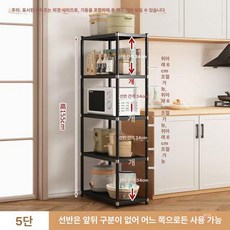 수납 팬트리 시스템행거 무타공 설치 모듈 베란다 조립식, 1단, 블랙 카본 스틸 5단 155cm [연결 기둥]