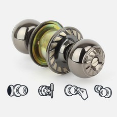 원형 버튼식 잠금 방문 화장실 문고리 손잡이 욕실용손잡이 수리 셀프 욕실, 원형화이트 열쇠형, 원형화이트 열쇠형