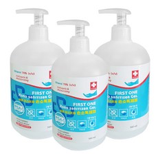 삼현제약 써봄 퍼스트원 손소독제 겔 500ml 알콜70% 소독용 에탄올 스프레이, 3개