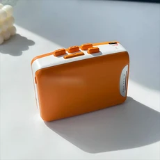 휴대용 레트로 카세트 플레이어 투명 워크맨 헤드폰 라디오 영어 청취기, 기타, 02 Orange