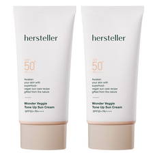 [비건뷰티/본사직영] 허스텔러 원더 베지 톤업 선크림 SPF50+ PA++++ 50ml, 2개