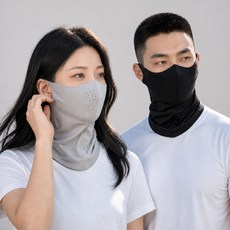 리빙베이 자외선 차단 마스크 스포츠 골프 쿨 냉감, 1개, 블랙+라이트그레이