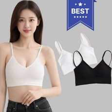 온도온 노와이어 스포츠 브라 백리스 브라렛 화이트1+블랙1 2P