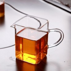 透明玻璃公道杯 帶把耐熱功夫茶具 四方分茶器 茶海 手工公道杯, 1個, 玻璃直方公道杯（230ml）