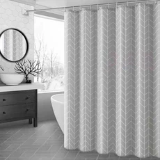 恆樂居家 嚴選好物 PEVA防水浴簾 金屬扣眼 附掛環 浴簾 塑膠簾 防水簾 浴室簾子 隔間簾 浴室簾, 簡約灰