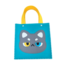 겨울방학 체험학습 펫펫돌 안전바늘 diy 사각 가방 키트, 민트 고양이 룬