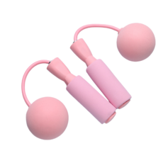 天使網購 無繩負重球跳繩 櫻花粉 大球 室內健身 靜音不絆腳, 櫻花粉-大球, 1個