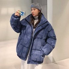燈芯絨字母印花寬鬆情侶款加厚保暖棉衣外套