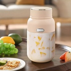 소형믹서기 야외 휴대용 믹서기 1300ML 대용량 더블 컵 뚜껑 믹서기 주스 컵, 화이트