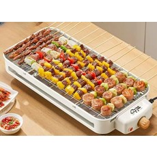 꼬치구이기계 펜션 오븐 멀티 닭꾜치 화로 양꼬치 그릴 캠핑 바베큐 가정용 베이킹, 01.화이트+그릴