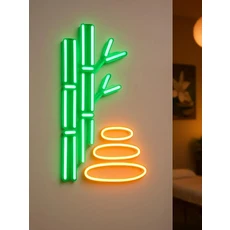 대나무 줄기와 마사지 돌 네온사인 살롱 웰니스 센터 LED 선물 아이디어 스파, 03 16inch(40cm), 03 Style 1