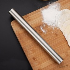 스텐리스 위생 반죽밀대 27.5cm 쉬운사용 롤러타입 위생적 피자도우 만두피 홈베이킹