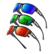KALIYADI 편광 선글라스 남성용 스포츠 선글라스: 남성용 편광 선글라스 여성용 UV400 보호 낚시 골프용 A08-다크 블루+그린+레드 미디엄