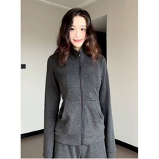 韓系休閒慵懶運動套裝女秋季新款潮流條紋立領衛衣