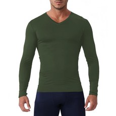 남성용 압박 셔츠 브이넥 긴소매 운동 셔츠 쿨 드라이 운동용 체육관 언더셔츠 액티브 스포츠 베이스레이어 상의 /옐로우 L