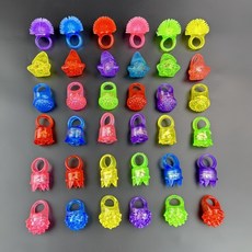兒童發光戒指玩具：TPR軟膠LED草莓閃光星星戒指燈，派對小禮品首選, 透明軟膠戒指-六款混搭