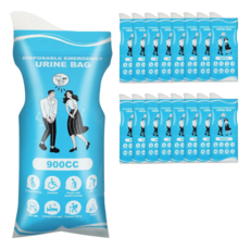 일회용 휴대 소변백 900ML 남녀공용 여행 응급용 소변 주머니, 푸른 색, 12개