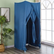 한행 접이식탈의실 소형 이동식 그늘천 커튼 간이 스튜디오 검은색 의류매장 학원, 공식 표준, 감색 린넨 네루(소)