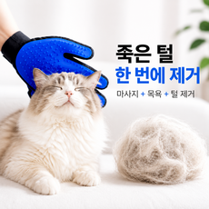 강아지 고양이 털제거 장갑 실리콘 브러시 목욕 마사지 그루밍 장갑, 2개, 블루