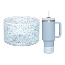 WUQID 보호용 블링 실리콘 부츠 슬리브 Stanley 텀블러 591.5~1.2L(20~40온스) 및 하이드로 플라스크 병 354.9ml(12온스~24온스)와 호환 글리터, 투명 블링 블루