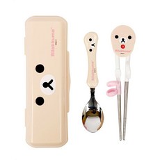 유아식기 리락쿠마 스푼연습용젓가락 케이스세트(얼굴)(핑크) wjm*26607fG, 본상품