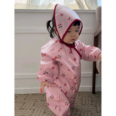 오보기 국산 아기 유아 전신 미술가운 방수가운 모래놀이 문센 촉감 오감놀이, 체리