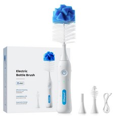 Klarpul 전기 병 브러시 클리너 IPX7 방수 아기 젖병 브러시 교체 가능한 젖꼭지 클리닝 키트 및 익스텐더 로드 포함 2가지 속도 모드 360° 자동 세척 2, Klarpul 전기 병 브러시 클리너, IPX7 방수