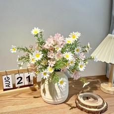 仿真洋甘菊盆栽，法式奶油風，居家裝飾桌擺, 輕法奶油風洋甘菊仿真花禮, 1個