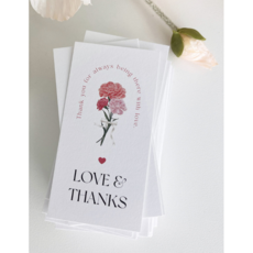 카네이션 감사 메시지 카드 30장 미니 땡큐카드 꽃다발 카드, 30개, 화이트