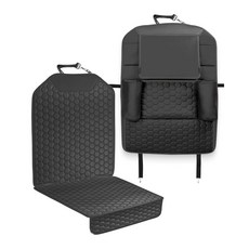 올리스 가죽 카시트 커버 - 뒷좌석/앞좌석 부스터 시트 보호기 방수 1pc Hexy, 6 Black Set Seat+Organizer
