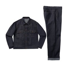 라퍼 LAUGHER 자켓 재킷 바람막이 점퍼 [SET][논페이드] 카우보이 데님 셋 - 딥블루