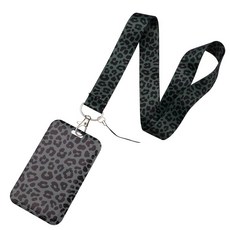 BKBKAAK ID 카드 홀더가 있는 자폐증 인식 랜야드 특수 교육을 위한 다채로운 무지개 교사 액세서리 교사 학생 간호사를 위한 독특한 랜야드, 레오파드 프린트