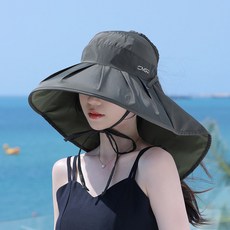 CMS 夏季防曬空頂帽 加大帽簷, 墨綠色加大帽簷_360°全面防護