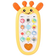 베어블리 73가지 토끼 기린 핸드폰 멜로디 버튼식 교육용 오감자극 치발기 장난감, 옐로우 기린, 1개