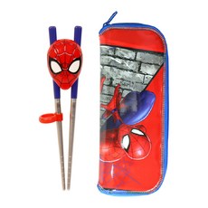 Spider-Man 兒童學習筷組 附收納筆袋, Red, Blue, 1套