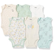 Amazon Essentials 여아용 민소매 보디수트 6개 밤비 네이처 24개월