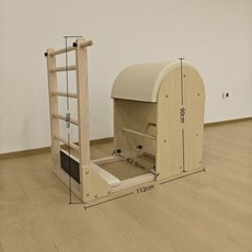 기구 필라테스 바렐 블랙 레더바렐 사다리 스탠드 우드형 5A 러버우드 배럴 블랙 가죽, 1개, 메이플우드 화이트