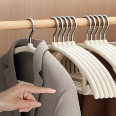 모아락스토어 미끄럼방지 벨벳 옷걸이 바지걸이 옷걸이, 베이지1P, 1, 베이지1P