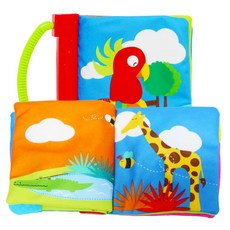 백일선물 선명하고 큰 동물그림 치발기달린 헝겊놀이책 자유놀이 만1세, 1개