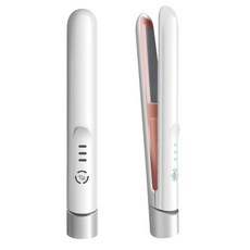 무선 헤어 스트레이트너 및 컬러 2 in 1 빠른 가열 세라믹 고데기 충전식 휴대용 헤어 스트레이트닝 아이언 여성용 여행용 헤어 스타일러 (화이트), 무선 헤어 스트레이트너 및 컬러 2 in 1, 빠른 가