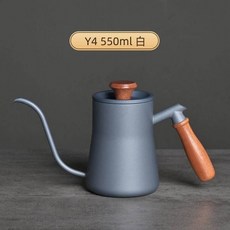 手衝咖啡壺 304不銹鋼掛耳長嘴細口壺套裝，帶溫度計防燙把手 600ml，提手紋理美觀握持舒適，垂直注水, Y4手衝壺（550ml藍）, 1個