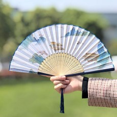 DIU 新款古風摺扇中國風摺疊女扇漢服旗袍古典扇子, 1個, A14雲中仙闕:如圖