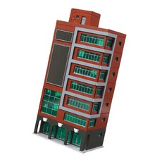 건축 팬과 호환되는 상세한 1/150 도시 건물 모델 플라스틱 디오라마 장식, 사이즈 이미지 참고, 1개, Red