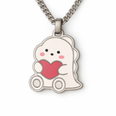 공룡 미아방지목걸이 써지컬스틸 미아방지목걸이 용띠 목걸이 체인 아동 어린이 키즈실버, 1개, 핑크