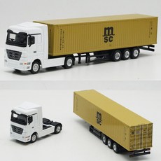 벤츠 트레일러 대형 트럭 자동차 모형 프라모델 다이캐스트 1:87, 엘로우 MSC