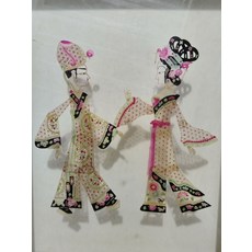 皮影 才子佳人 牛皮雕刻 手工上色 高30cm 一對, 如圖所示, 1個