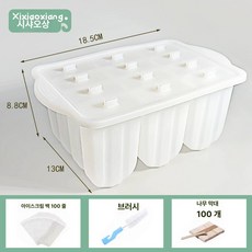 홈베이킹 도구 디저트 만들기 원형 몰드 베이킹 송편 실리콘 아이스크림 여름 간식 제조기, 1개, B 투명 100개 나무 막대 브러시 100개