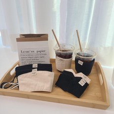 친환경컵홀더 패브릭컵홀더 다회용컵홀더 에코컵홀더 면컵홀더 재사용컵홀더 패브릭컵싸개 카페컵홀더, 광목돌돌이컵홀더+ 누빔솜안감추가, 1개