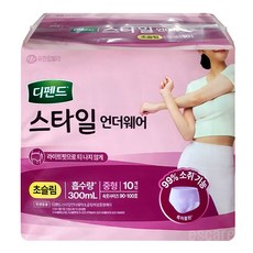 디펜드 스타일 언더웨어 초슬림 여성용 요실금 팬티 성인기저귀, 10개입, 1개, 중형
