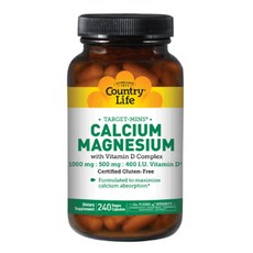 Country Life 鈣鎂維他命D素食膠囊 1000mg 500mg 400IU, 240顆, 1罐